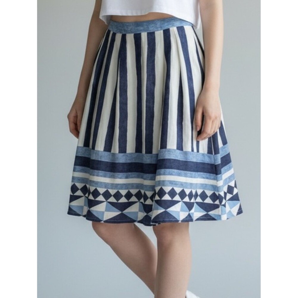 Everly Women's Stripe Diamond Pattern A Line Skirt